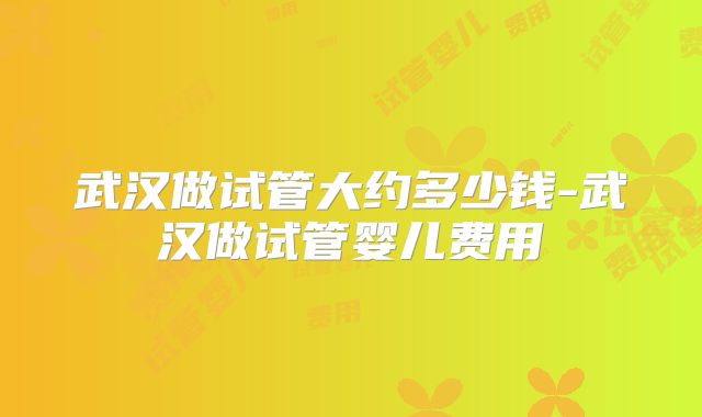 武汉做试管大约多少钱-武汉做试管婴儿费用