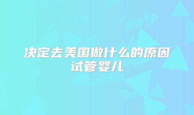 决定去美国做什么的原因试管婴儿