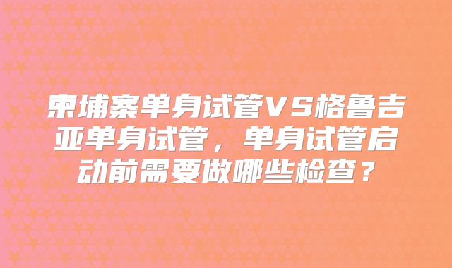 柬埔寨单身试管VS格鲁吉亚单身试管，单身试管启动前需要做哪些检查？