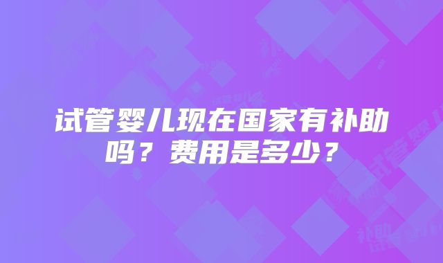 试管婴儿现在国家有补助吗?费用是多少?