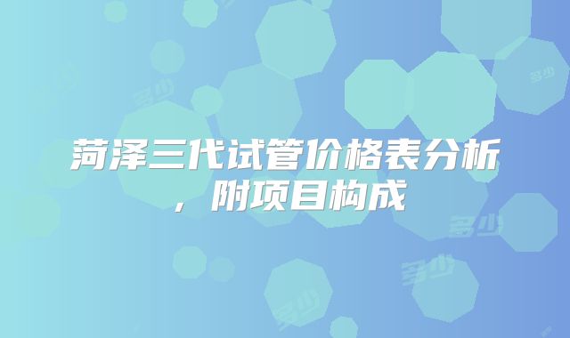 菏泽三代试管价格表分析，附项目构成