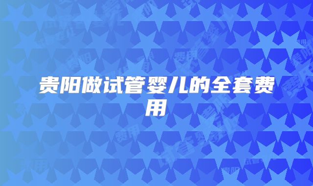 贵阳做试管婴儿的全套费用