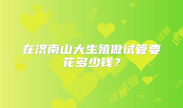 在济南山大生殖做试管要花多少钱？