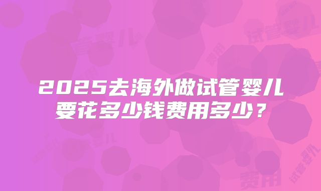 2025去海外做试管婴儿要花多少钱费用多少?