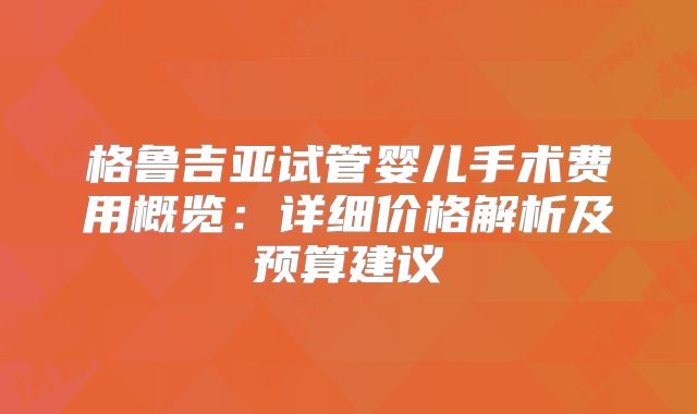 格鲁吉亚试管婴儿手术费用概览：详细价格解析及预算建议