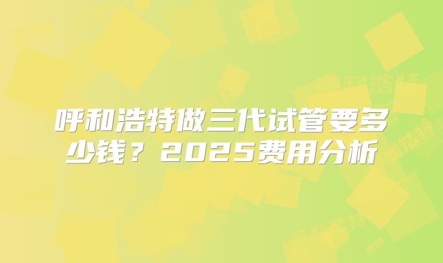 呼和浩特做三代试管要多少钱？2025费用分析