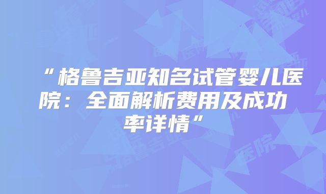 “格鲁吉亚知名试管婴儿医院：全面解析费用及成功率详情”