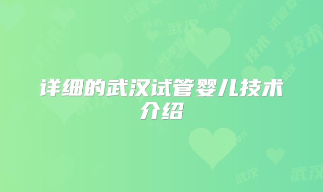 详细的武汉试管婴儿技术介绍