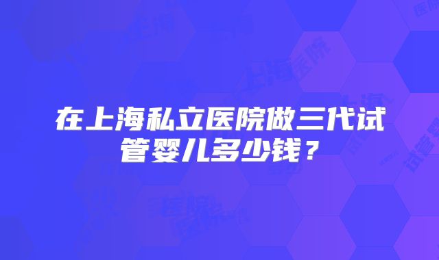 在上海私立医院做三代试管婴儿多少钱？