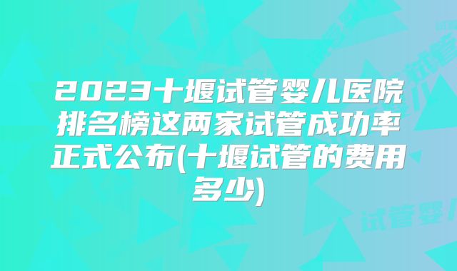 2023十堰试管婴儿医院排名榜这两家试管成功率正式公布(十堰试管的费用多少)