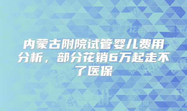 内蒙古附院试管婴儿费用分析，部分花销6万起走不了医保