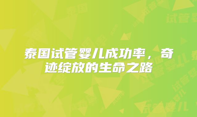 泰国试管婴儿成功率，奇迹绽放的生命之路