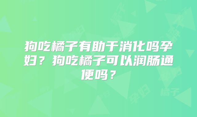 狗吃橘子有助于消化吗孕妇？狗吃橘子可以润肠通便吗？