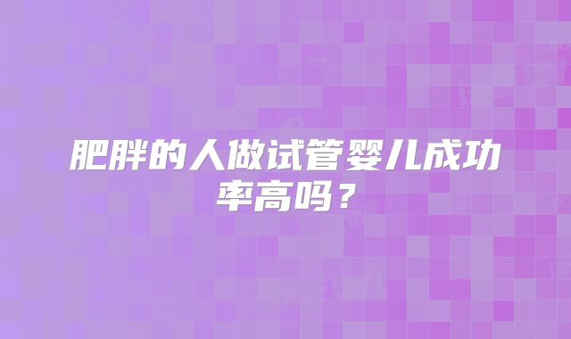 肥胖的人做试管婴儿成功率高吗?