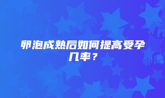 卵泡成熟后如何提高受孕几率？