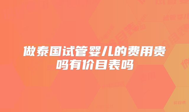 做泰国试管婴儿的费用贵吗有价目表吗