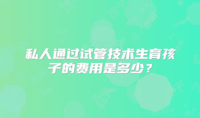 私人通过试管技术生育孩子的费用是多少？