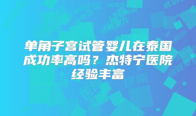 单角子宫试管婴儿在泰国成功率高吗？杰特宁医院经验丰富