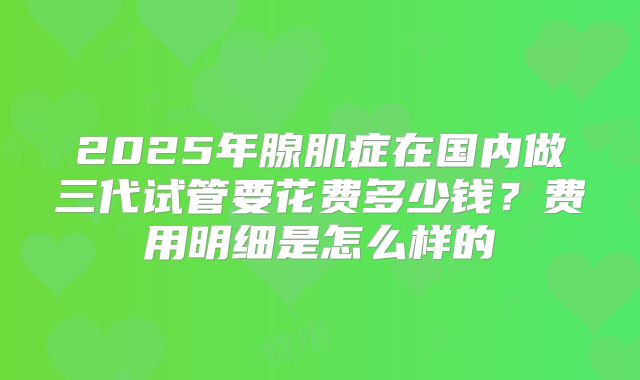2025年腺肌症在国内做三代试管要花费多少钱？费用明细是怎么样的