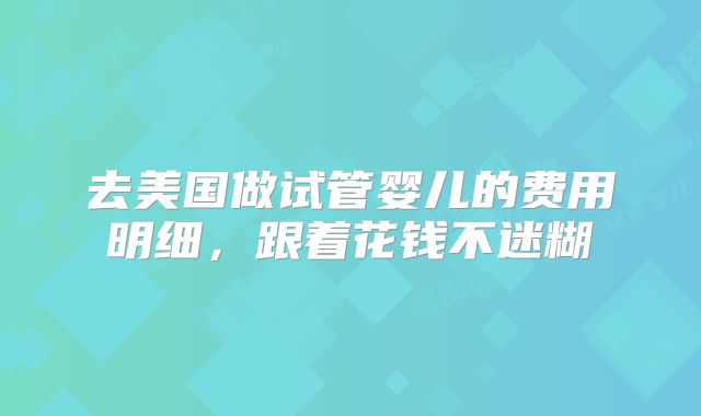 去美国做试管婴儿的费用明细，跟着花钱不迷糊