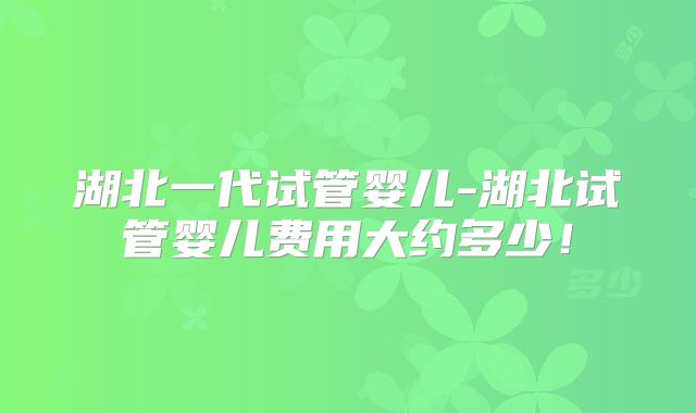 湖北一代试管婴儿-湖北试管婴儿费用大约多少!