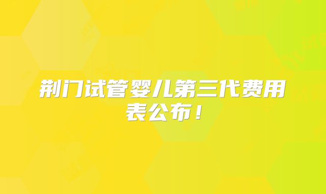 荆门试管婴儿第三代费用表公布！