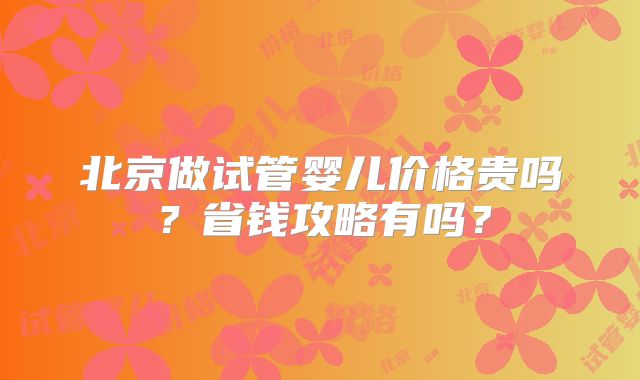 北京做试管婴儿价格贵吗？省钱攻略有吗？