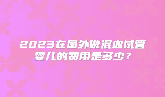 2023在国外做混血试管婴儿的费用是多少？