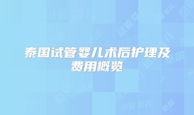 泰国试管婴儿术后护理及费用概览