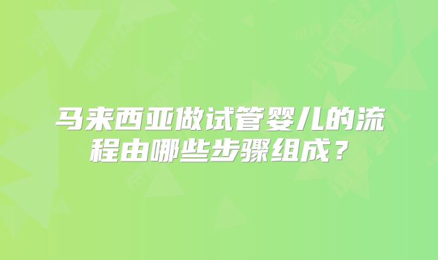 马来西亚做试管婴儿的流程由哪些步骤组成？