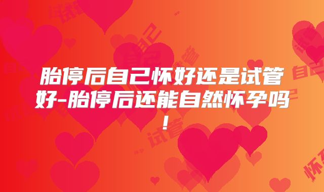 胎停后自己怀好还是试管好-胎停后还能自然怀孕吗!