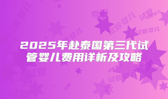 2025年赴泰国第三代试管婴儿费用详析及攻略