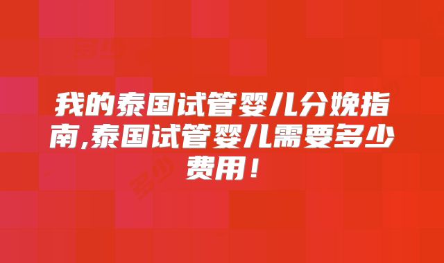 我的泰国试管婴儿分娩指南,泰国试管婴儿需要多少费用！