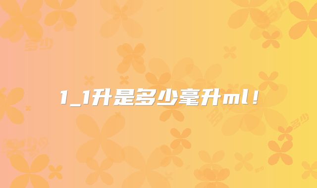 1_1升是多少毫升ml！