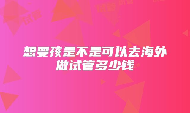 想要孩是不是可以去海外做试管多少钱