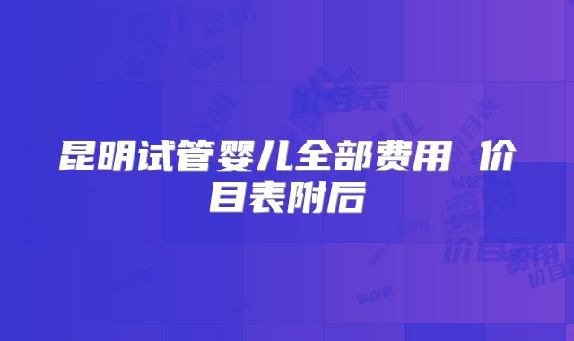 昆明试管婴儿全部费用 价目表附后