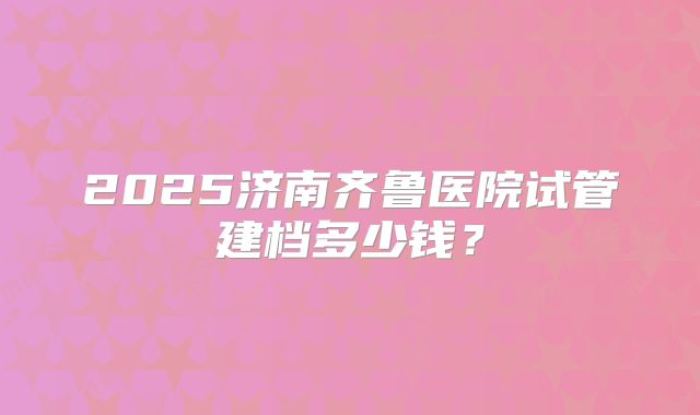 2025济南齐鲁医院试管建档多少钱?