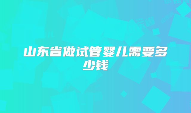 山东省做试管婴儿需要多少钱