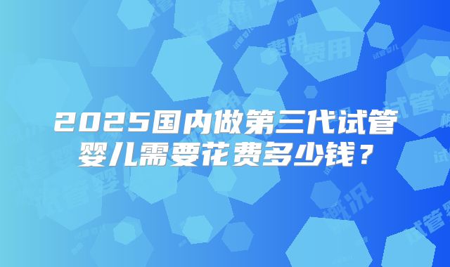 2025国内做第三代试管婴儿需要花费多少钱？