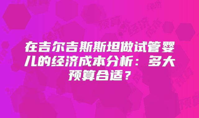 在吉尔吉斯斯坦做试管婴儿的经济成本分析：多大预算合适？