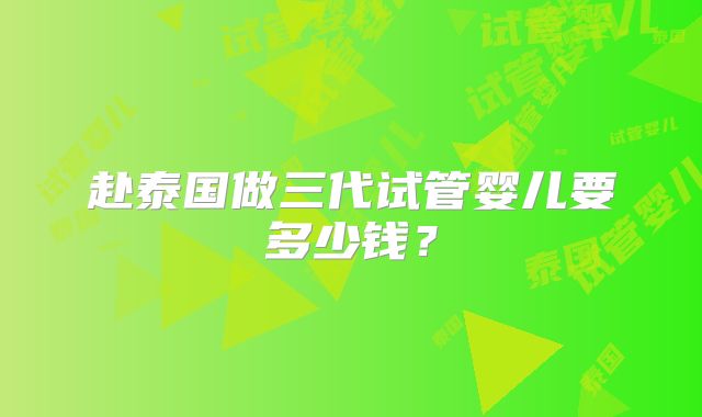 赴泰国做三代试管婴儿要多少钱？