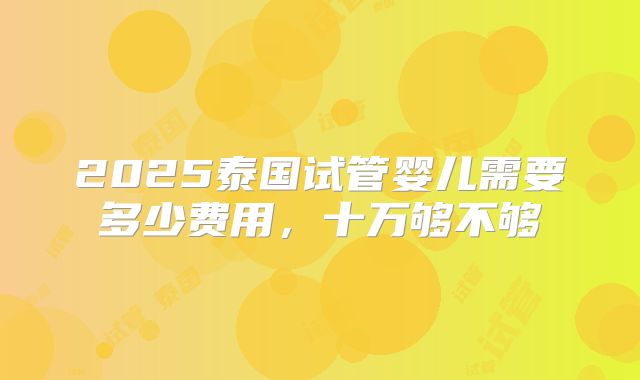 2025泰国试管婴儿需要多少费用，十万够不够