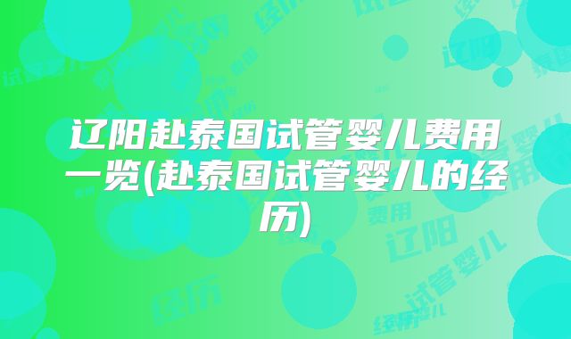 辽阳赴泰国试管婴儿费用一览(赴泰国试管婴儿的经历)