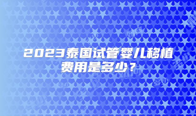 2023泰国试管婴儿移植费用是多少？