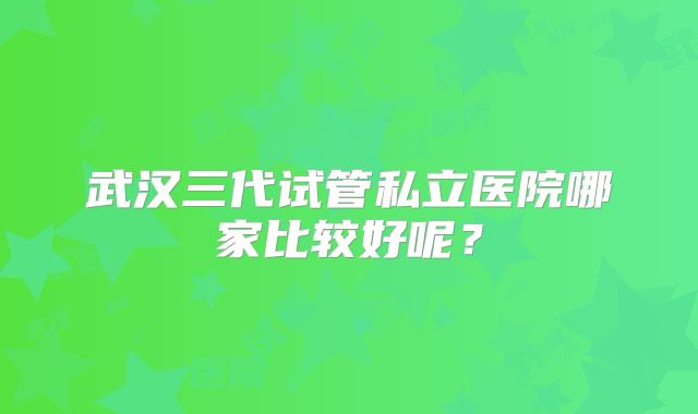 武汉三代试管私立医院哪家比较好呢？