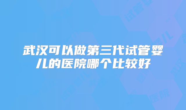 武汉可以做第三代试管婴儿的医院哪个比较好