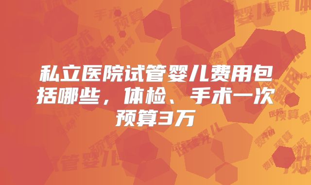 私立医院试管婴儿费用包括哪些，体检、手术一次预算3万