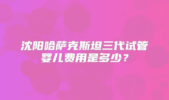 沈阳哈萨克斯坦三代试管婴儿费用是多少？