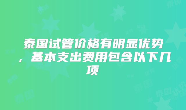 泰国试管价格有明显优势，基本支出费用包含以下几项