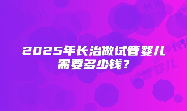 2025年长治做试管婴儿需要多少钱？